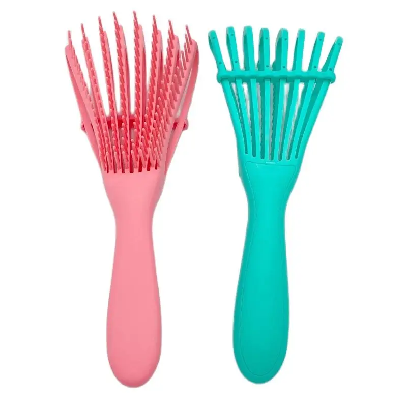 Brosse à cheveux pieuvre avec fonction de massage du cuir chevelu, poignées, cheveux bouclés ou secs, utilisation domestique ou barbier