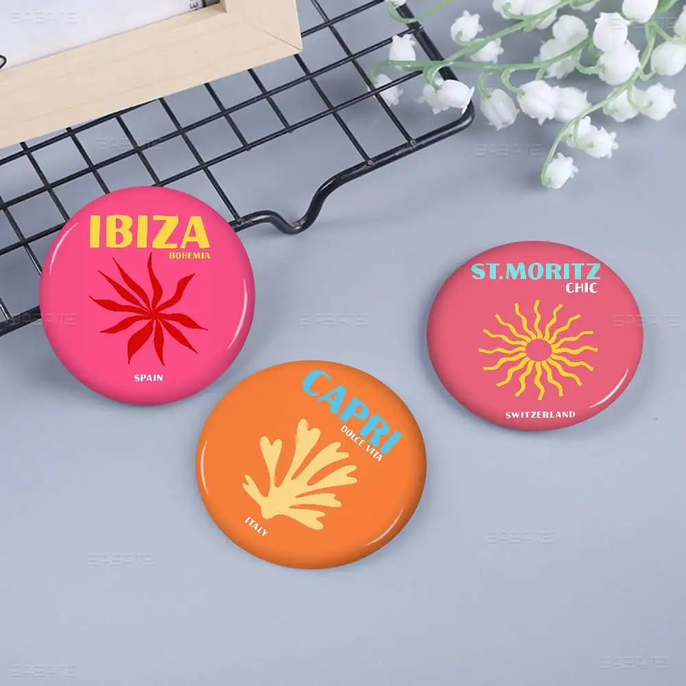 ميامي بيتش إيبيزا كابري بوندي ميكونوس صفيح لينة زر دبوس بروش شارة معدنية مخصصة مجوهرات اكسسوارات قبعة حقيبة التلبيب