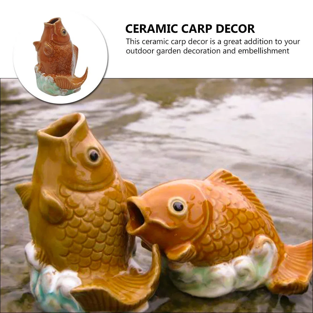 Light House Decorations for Home Statuette Yard Garden Carp Figures Nozzle Pond Accessory Fountain Ceramics