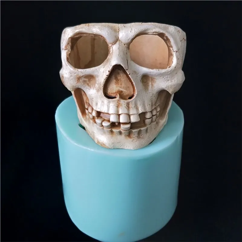 

PRZY HP0133 Skull Cement Concrete Flower Pot Silicone Mould Resin Mold Silicone Skull Head Flower Pot with Hole Silicone Rubber