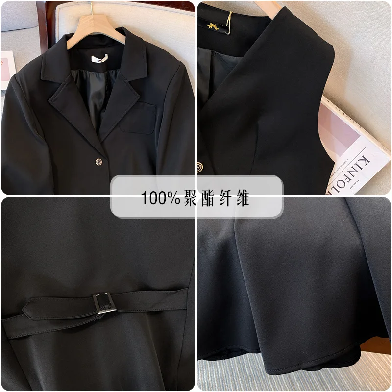 150Kg Plus Size Women\'s Bust 160 Autumn New Suit Coat Vest Half Skirt Professional Casual Three Piece Set 5XL 6XL 7XL 8XL 9XL