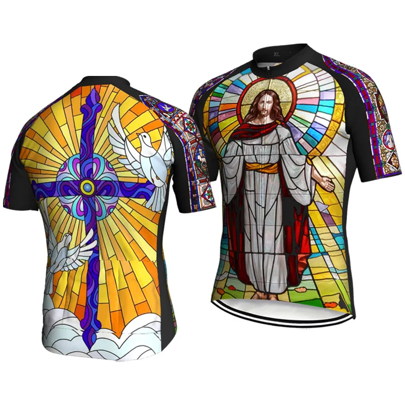 

Summer Cycling Jersey Jesus Jacket Wear For MTB Sport Top Road Breathable Short Shirt Bicycle Moto Maillot Ciclismo Clothes