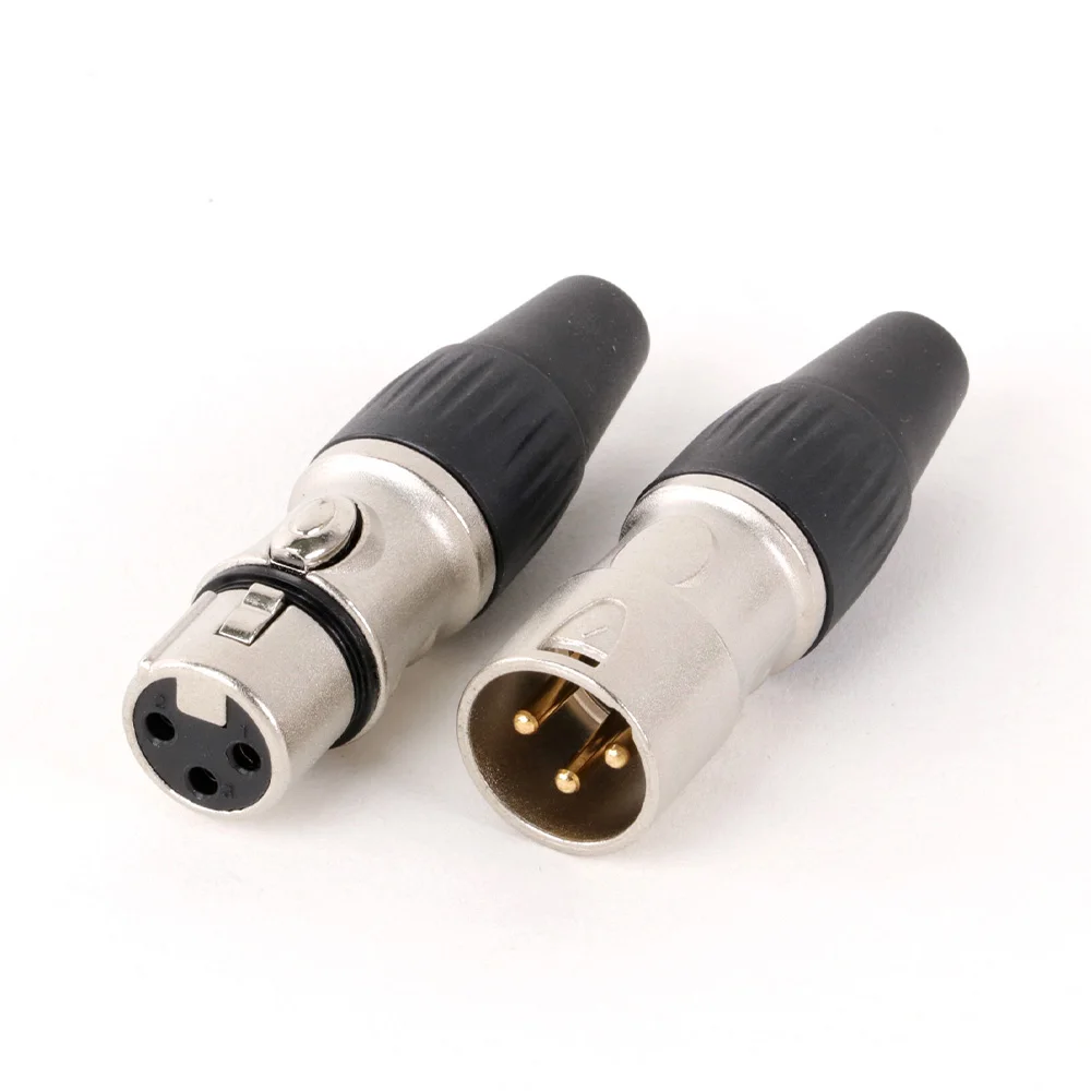 1pair/2pcs Black/Silver 3Pins XLR Male/Female Plug Wire Connectors Microphone Plug Audio Socket Cannon MIC Cable Terminal Solder