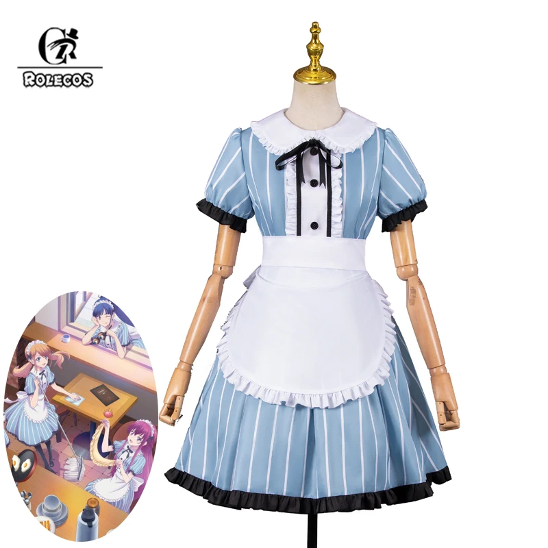 

ROLECOS The Cafe Terrace and Its Goddesses Megami no Kafeterasu Riho Tsukishima Shiragiku Ono Ouka Makusawa Cosplay Maid Uniform