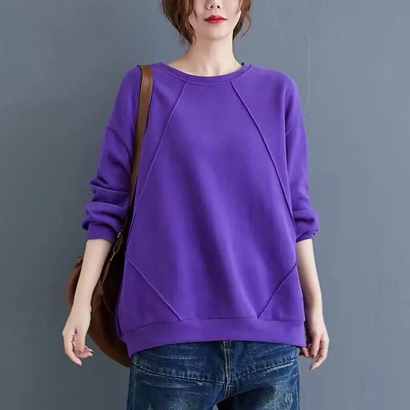 Autumn 2023 New Chic Women\'s Ethnic Style Hatless Solid Color Sweater Vintage Literature Loose Relaxed Comfortable Versatile Top