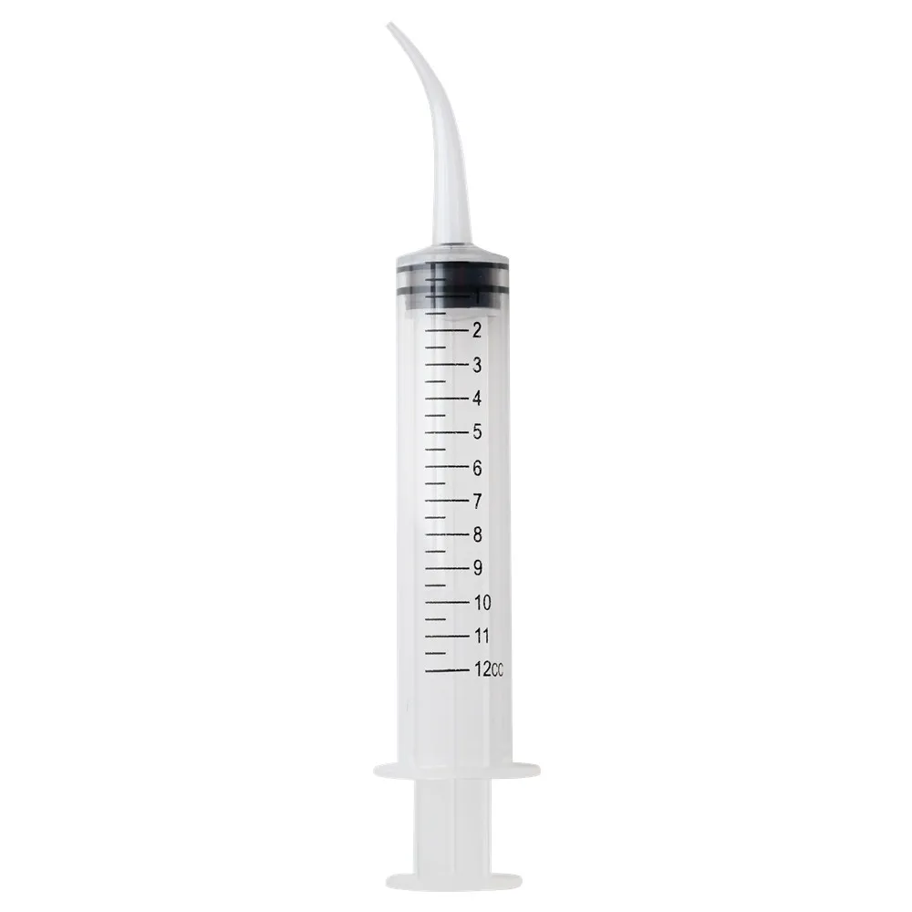 5 Pcs Dental Irrigation Syringe With Curved Mixing Tips Clear 12ml Disposable Instrument Teeth Whitening Dentistry Consumable