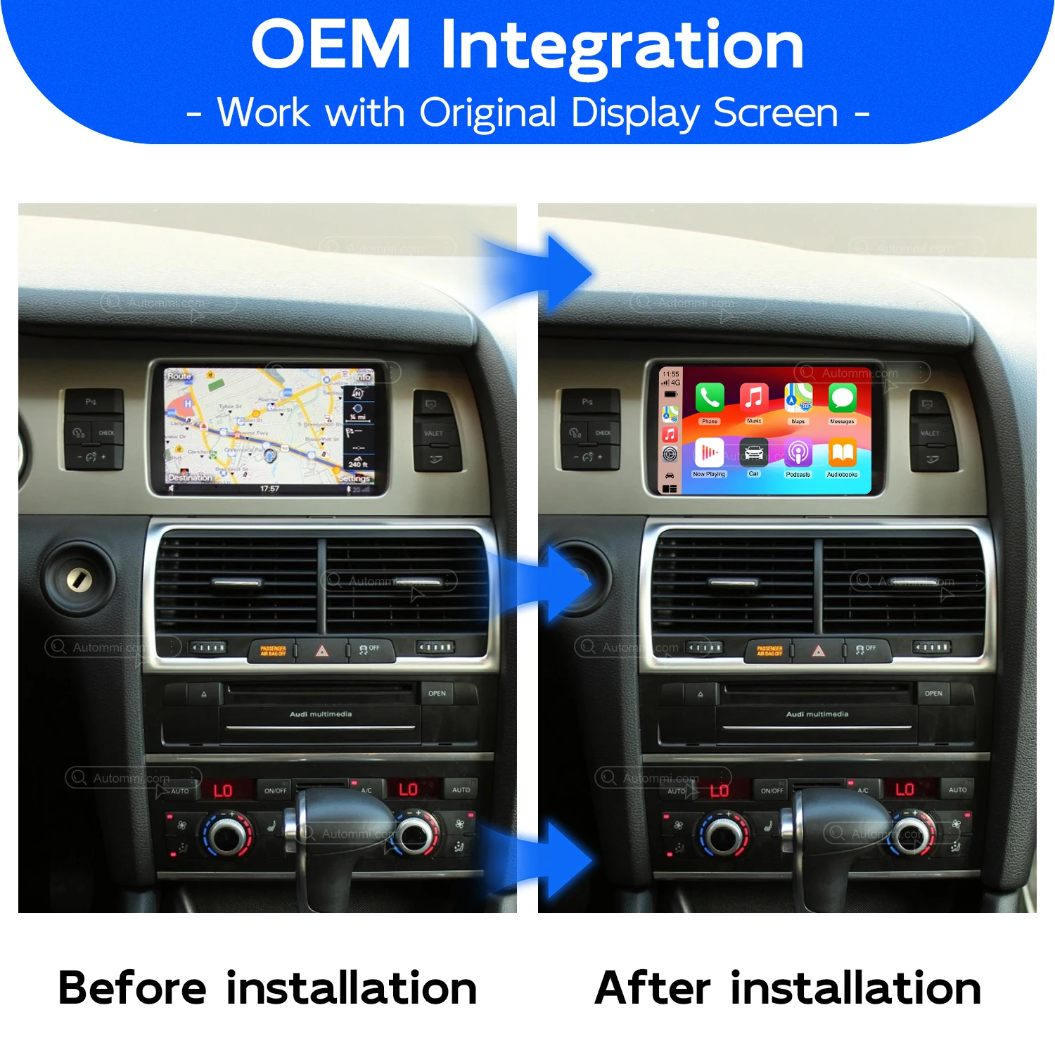 Q7 4L Wireless Apple CarPlay MMI/ MIB Android Auto Decoder Module Interface Kit For 2009-2018 Audi Q7 4L