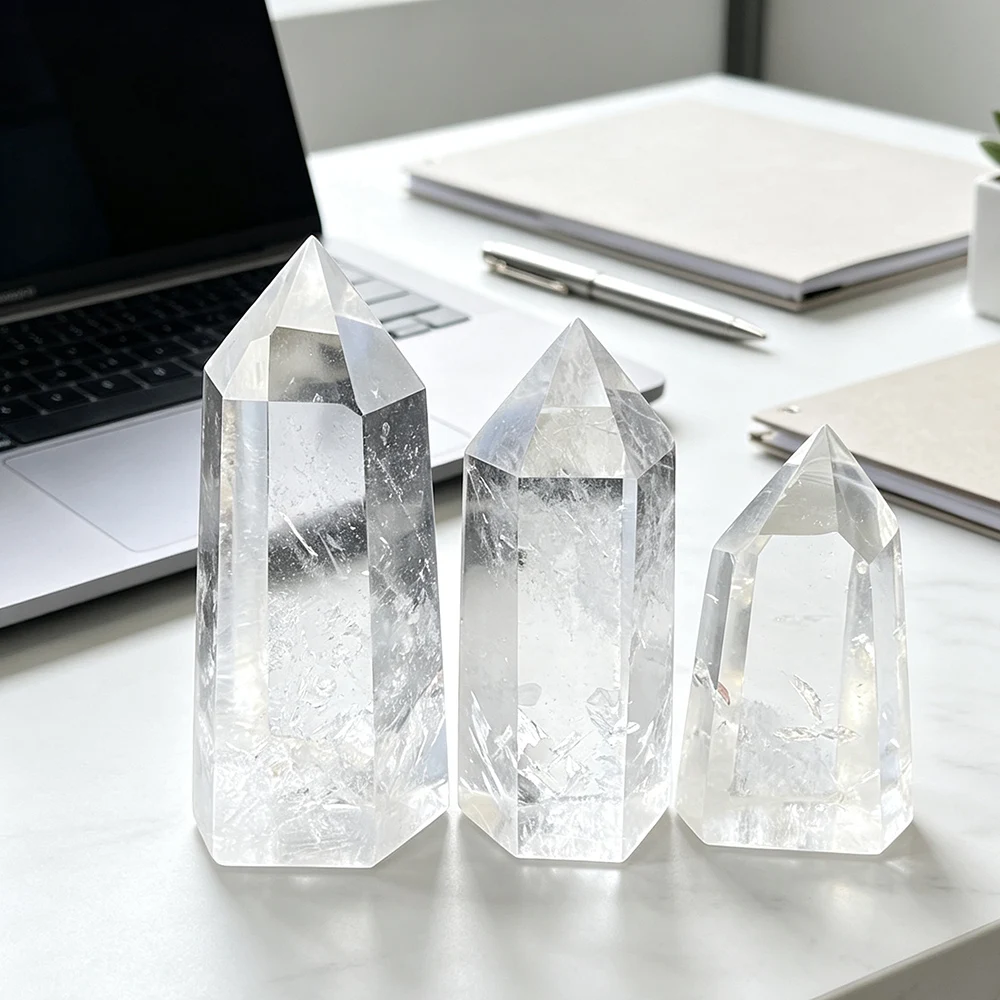 Natural Clear Quartz Crystal Tower Stone, Hexagonal Prisms, Obelisk Wand, Energy Meditation, Decoration Gift