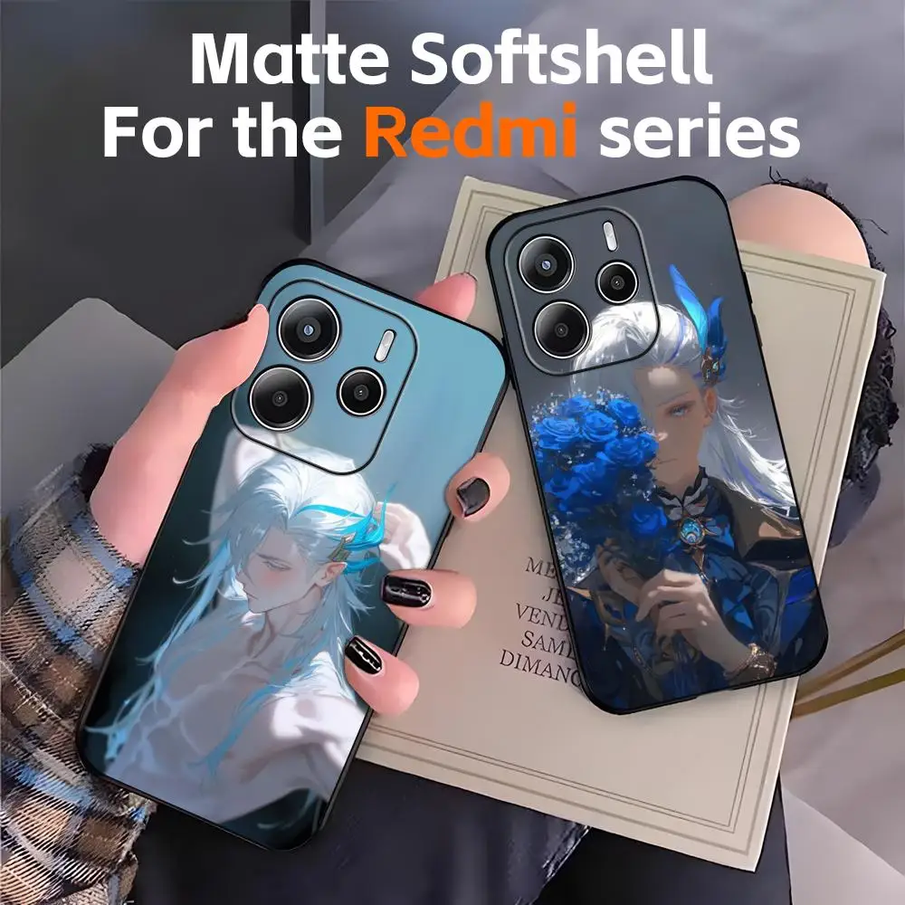 Чехол для телефона HOT GAME genshin Impact Neuvillette, мягкий черный чехол для телефона Redmi Note 11 12 13 14 Pro Plus S 5G 14C A3