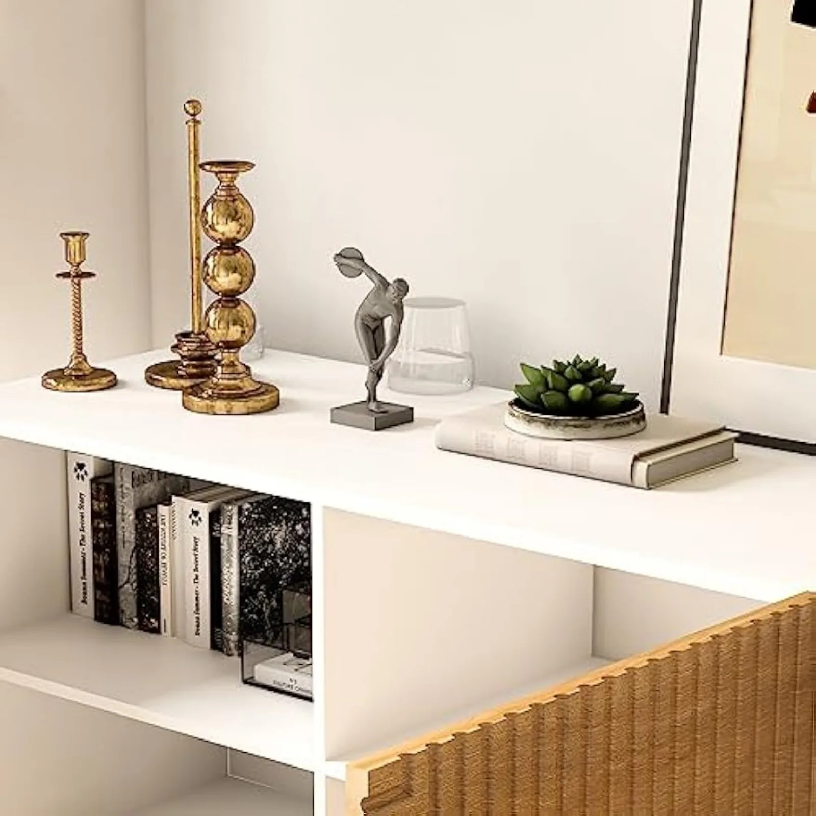 Boho Sideboard Buffet Cabinet, Mídia, EUA, até 65"