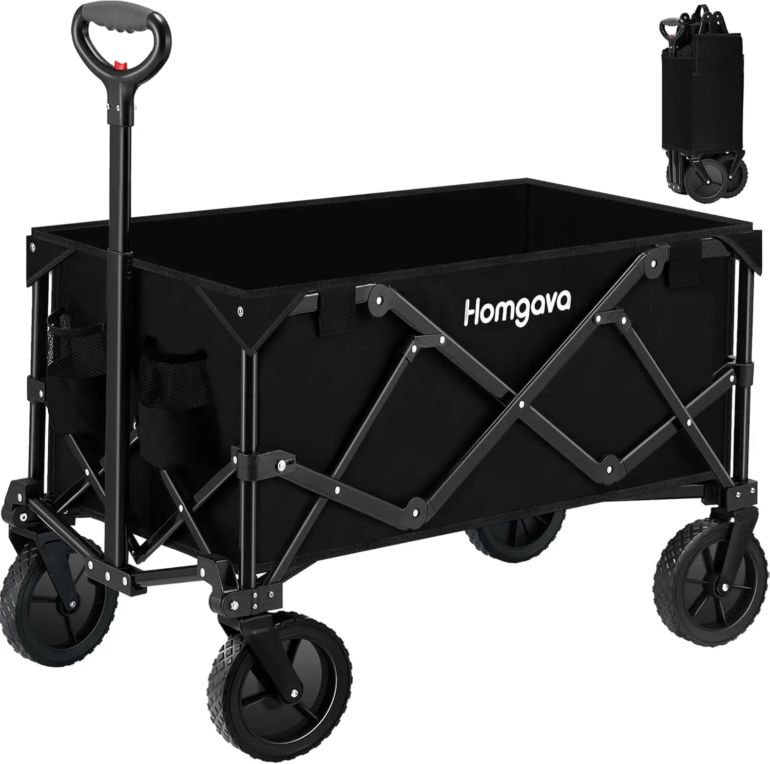 Collapsible Folding Wagon Cart,Heavy Duty Garden Cart with All Terrain Wheels,Portable Large Capacity Utility Wagon Cart for Cam