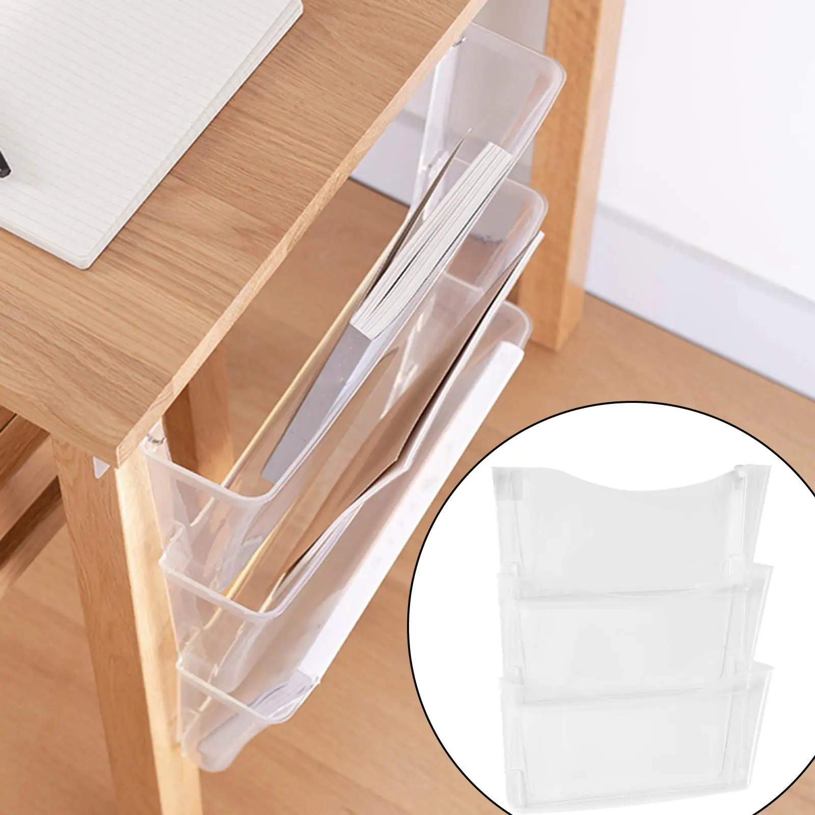 

Hanging File Box Rack, 3 Pockets Office Home Displaying and Holding Newspapers Mails Shelf Organizer files Document Organizer