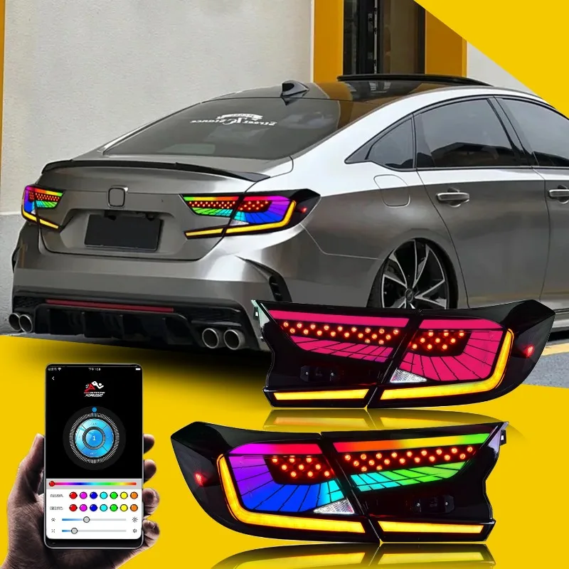 New Arrivals RGB LED Tail Lights For Honda Accord 2018-2022 Smoked Lens App Control Color Changing Rear Lamps Assembly