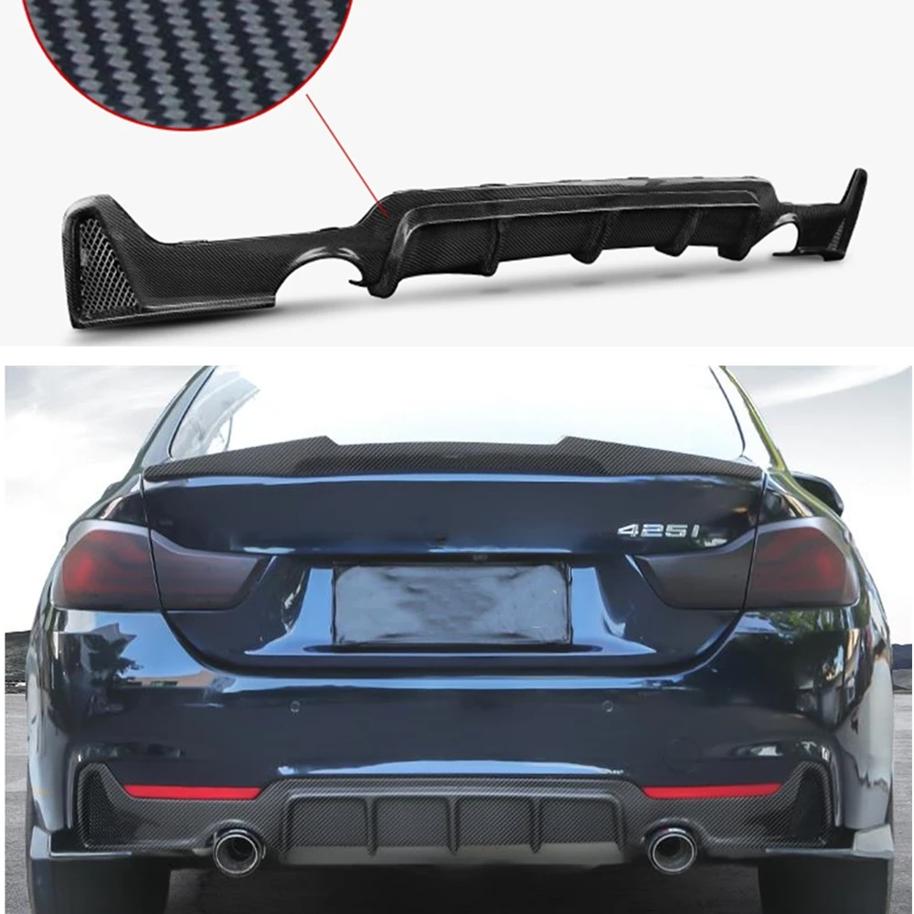 

For BMW 4 Series F32 F33 F36 435i M Tech Sport 2014-2020 Rear Bumper Diffuser Lip Carbon Fiber Look Boot Splitter Spoiler Kit