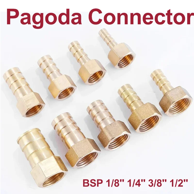 Pagoda Connector 6 8 10 12 14 16mm Hose Barb Connector Hose Tail Thread BSP 1/8