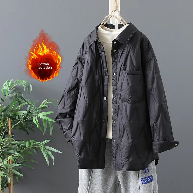 Faionable Lichtgewicht Katoen Jaet Gewatteerde Warme Damesjas Grote Maat Turn-down Kraag Winter Bovenkleding Pendelen Sle