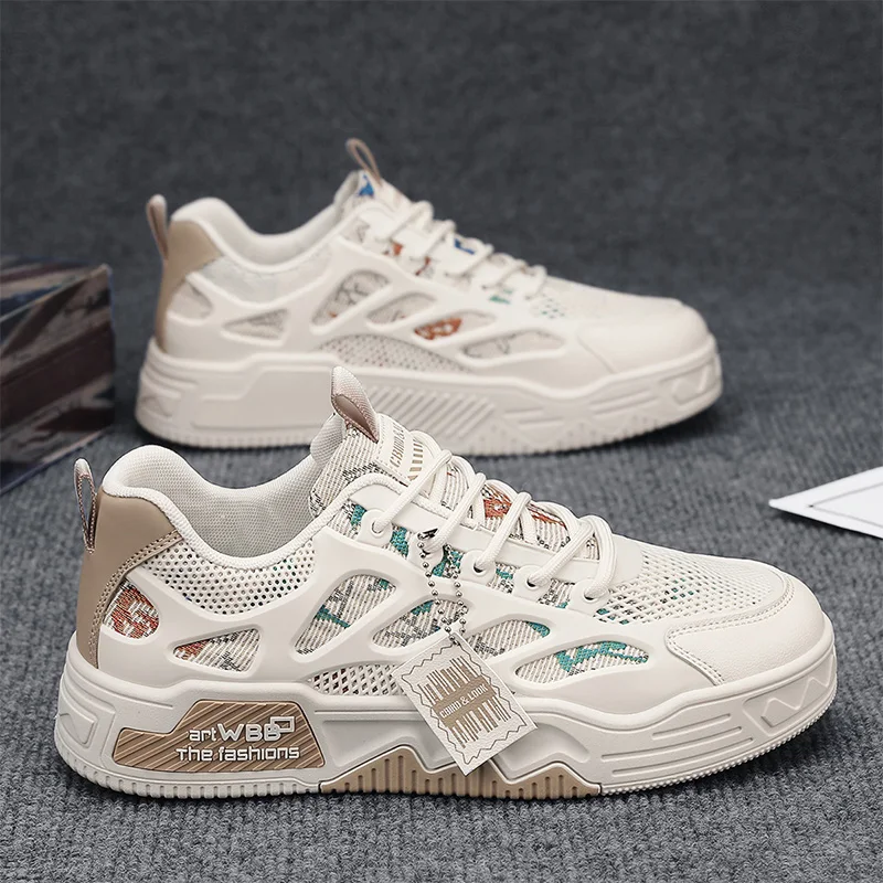 Men's Casual Shoes Breathable Sporty Trendy Thick Bottom Flat Footwear All-Match Style for Students And Youth Summer Wear