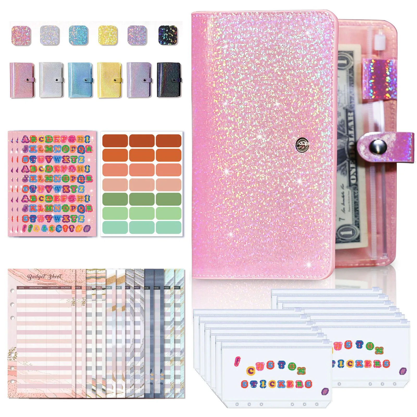 2022 Stylish Budget Binder A6 PVC Budget Binder School Diary Notebook School Stationery Office Supplies