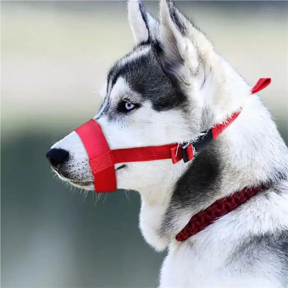 Adjusting Straps Mask Small Dogs Soft Nylon Dog Muzzle Adjustable Anti-biting Breathable Dog Straps Mask