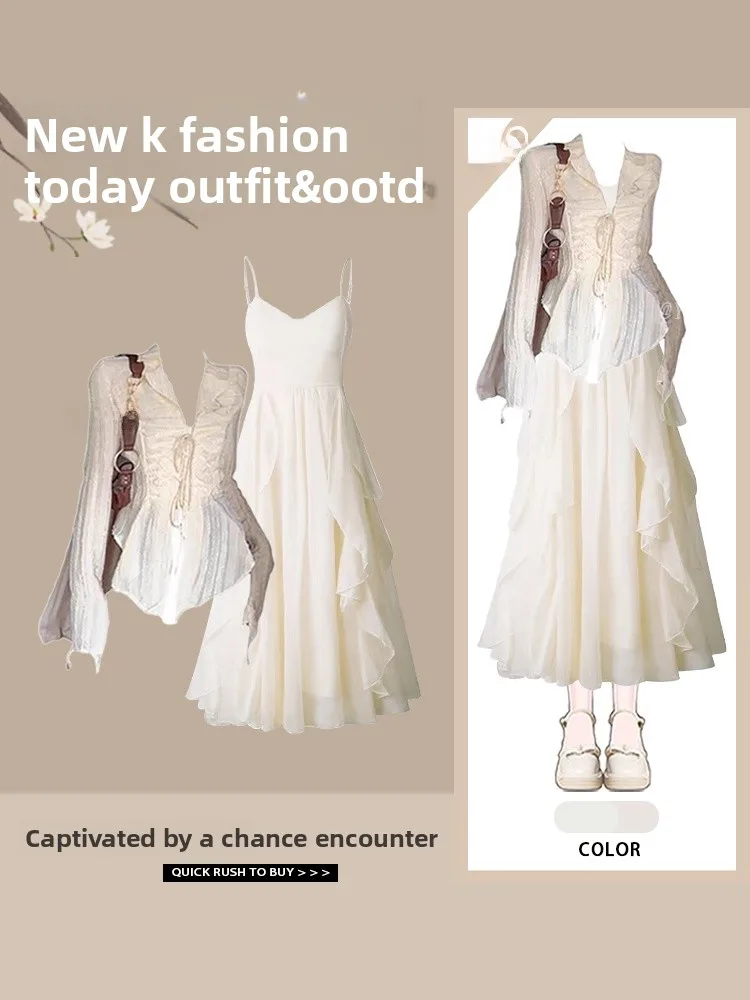 Haut moulant d'été pour femmes, coupe cintrée, Protection solaire, irt v-ne, cravate, taille cintrée, avec jupe longue Sve et Midi