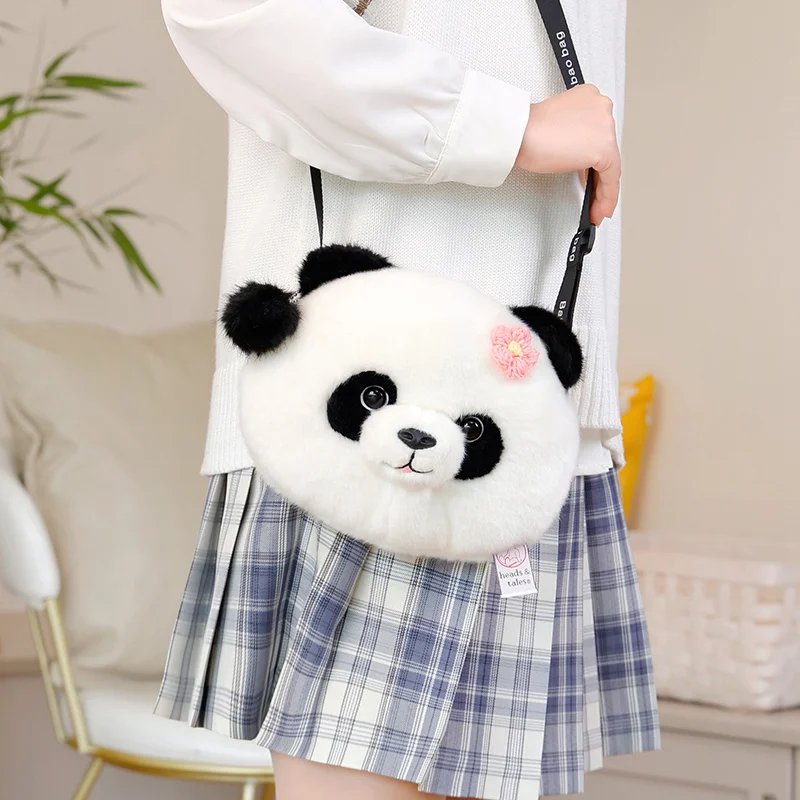 Mochila panda gigante fofa para meninas, bichos de pelúcia macios, bolsa guaxinim, alça de ombro ajustável para crianças, presentes de Natal, decoração de casa, 25cm