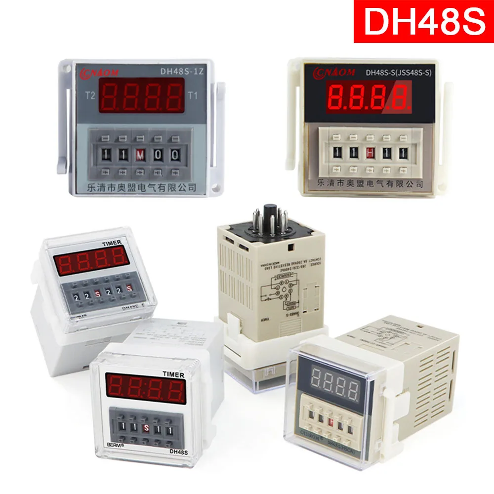DH48S-S Digital Display Time Relay Time Delay Device DH48S-1Z Repetitive Cycle SPDT DH48S-2Z Delay Timer With Base Socket