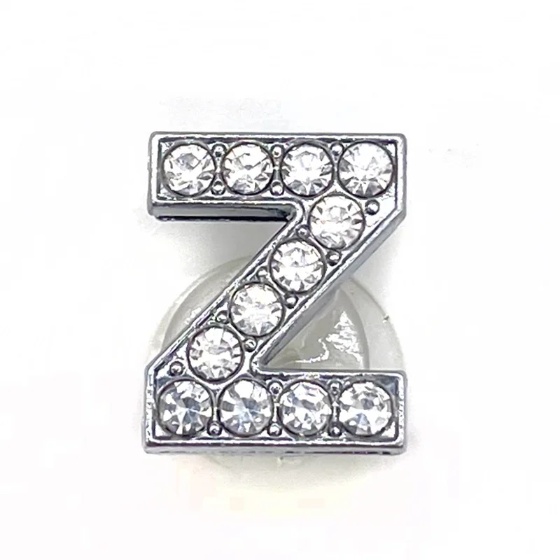 Schuh Charms Glitter Strass Buchstabe Silber Kristall Alphabet DIY Legierung Schuh Dekorationen Schmuck Slider Armband Armbänder – Detail 35