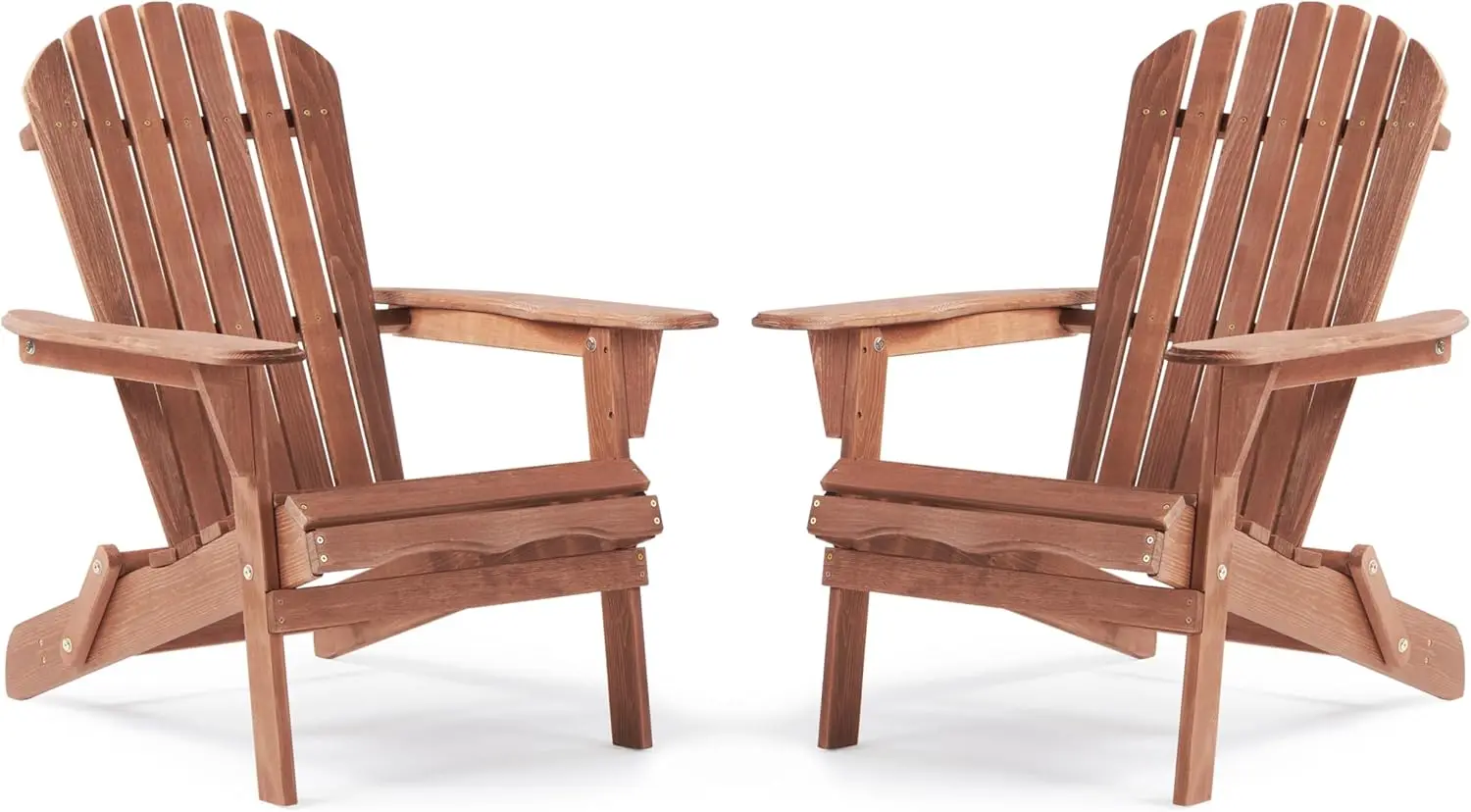 

Set Of Two Pre Assembled Backrest Wood Adirondack Folding Chairs For Outdoor Patio Garden Lawn Deck Pool Beach Firepit
