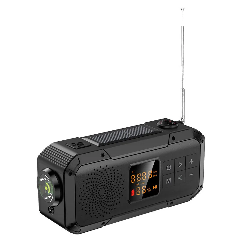 

Portable 2000mAh Power Bank Hand Crank AM/FM Radio with LED Flashlight Wireless Bluetooth Speakers for Emergency Situation
