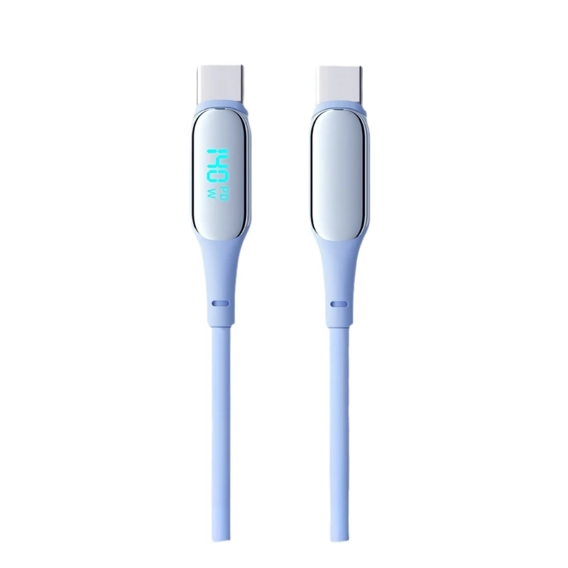 U55B 140W Real Time Power Display USB C Data Cable For Laptop Phone Fast Charging Silicone Cord 1.5M
