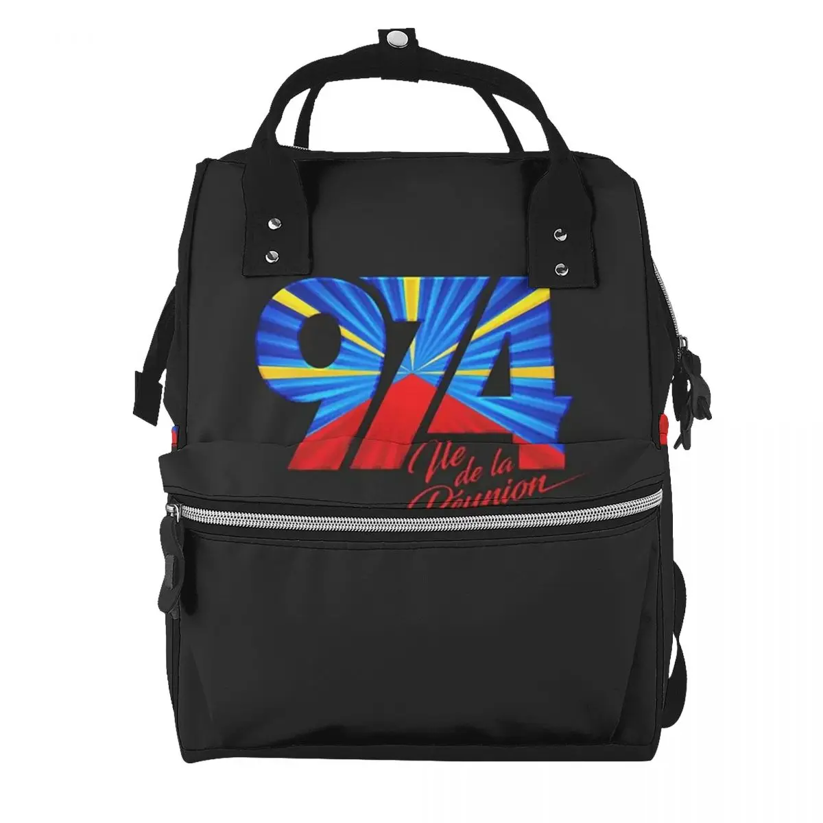 974 Reunion Island Flag Student Backpack School Bag Hiking Travel Daypack for Men Women Bookbag Shoulder Bags