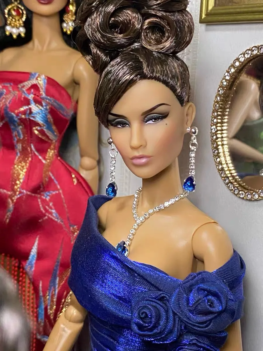 1/6 Supermodel Doll Jewellery Accessories Original Design Simple Drops Diamond Earring+Necklace Set 30cm Doll Dinner Dress Up