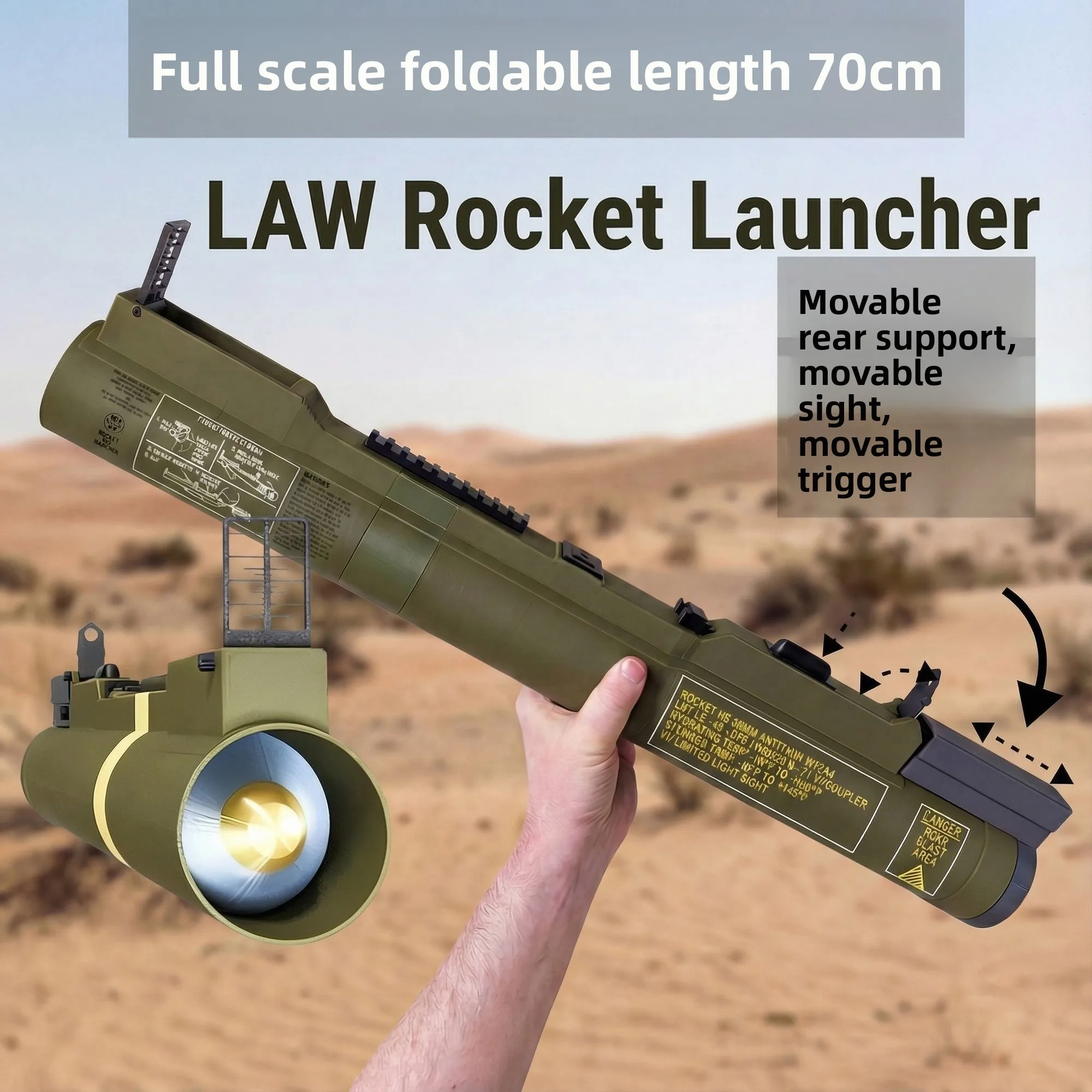 3D Printed 1/1 M72 LAW Rocket Launcher Model - American Anti-Tank Replica, Military Enthusiast Collectible Display & Gift