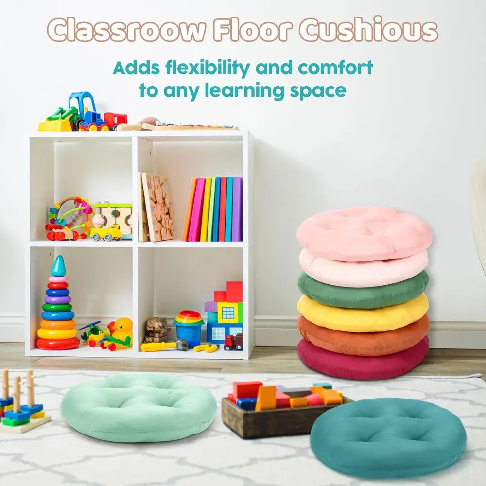16 وسادة أرضية مستديرة للأطفال، سميكة 3.15، جلوس مرن للفصول الدراسية، وسائد محايدة الألوان للرعاية النهارية، مرحلة ما قبل المدرسة، أ