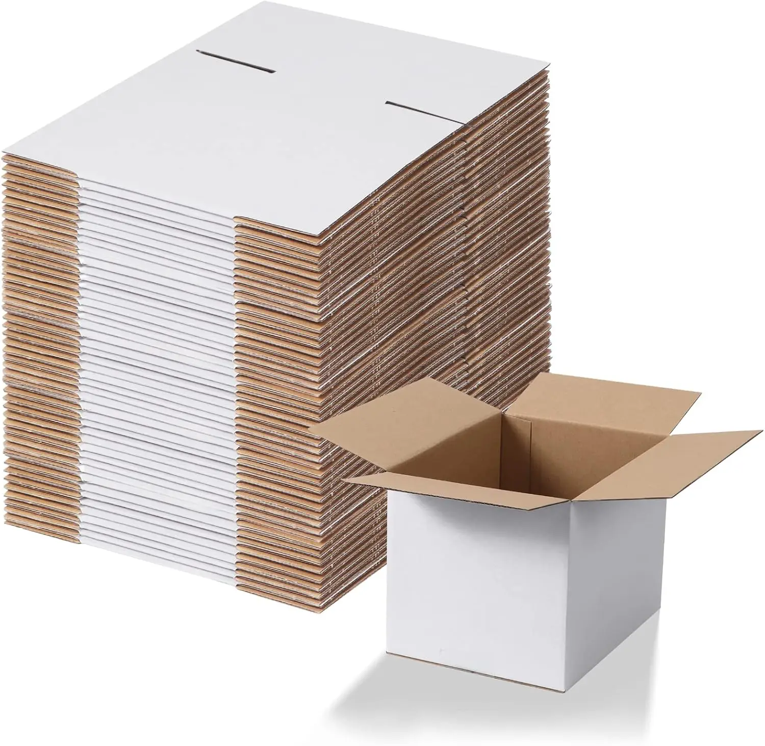 

8x6x6 Corrugated Shipping Boxes 40 Pack, White Cardboard Mailers for Small Business Gifts Packing