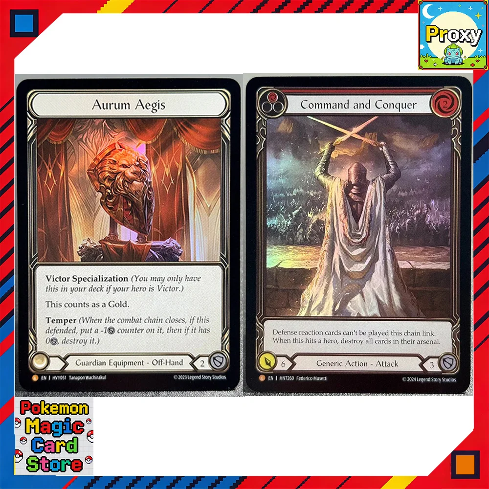 Tarjetas Proxy FOIL de Flesh and Blood TCG, Flick Knives, Stonewall Gauntlet, Gauntlets of Iron Will, Aurum Aegis, Paquete de Cartas Booster, Regalos