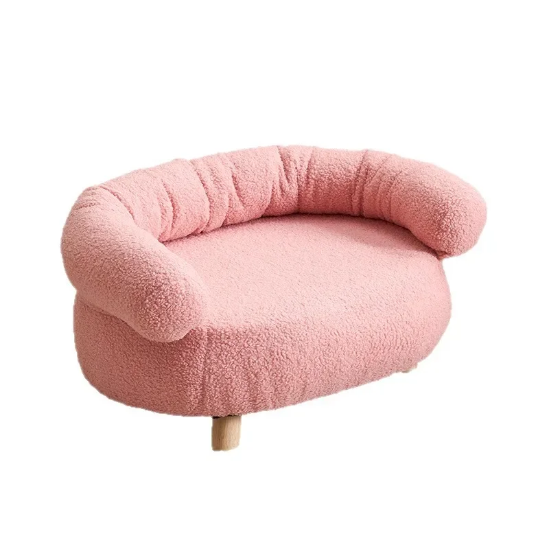 Pet sofa kennel, girls' cat nest is universal in all seasons, lamb wool cute pink small and medium pet nest
