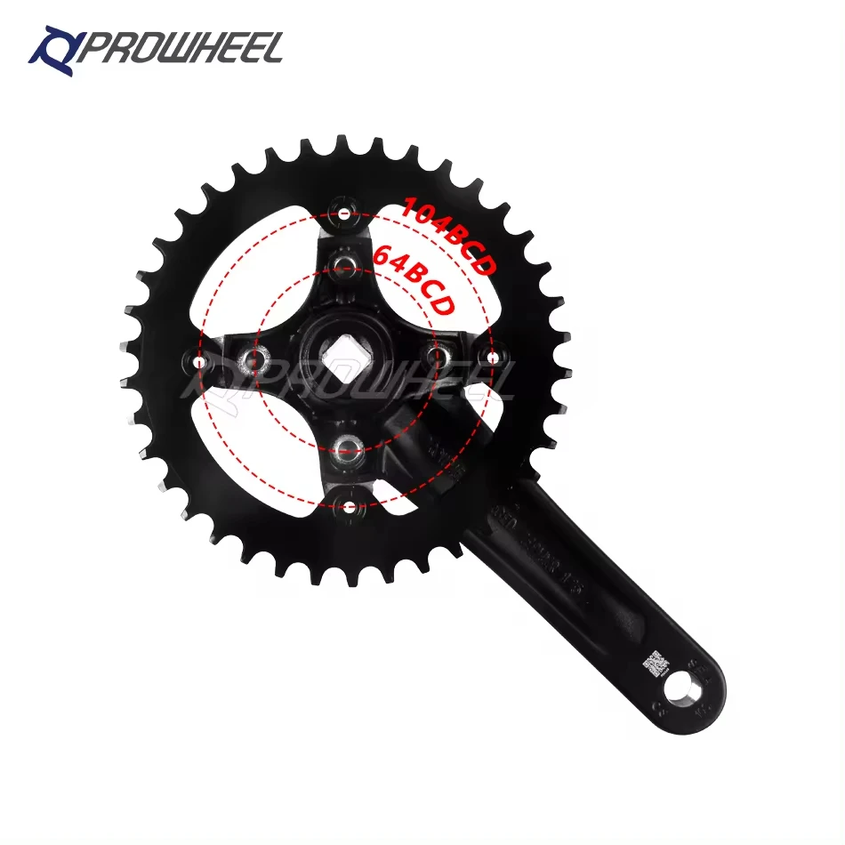 Prowheel-mountain bike crankset 104bcd, square hole, left and right cranks, 104bcd