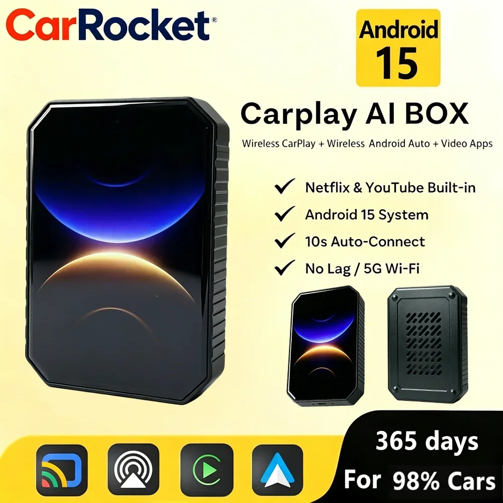 CarRocket I5 Smart Car AI Box Wireless CarPlay Adapter 8+128G Vehicle Video TV Multimedia Streaming Receiver for BMW VinFast