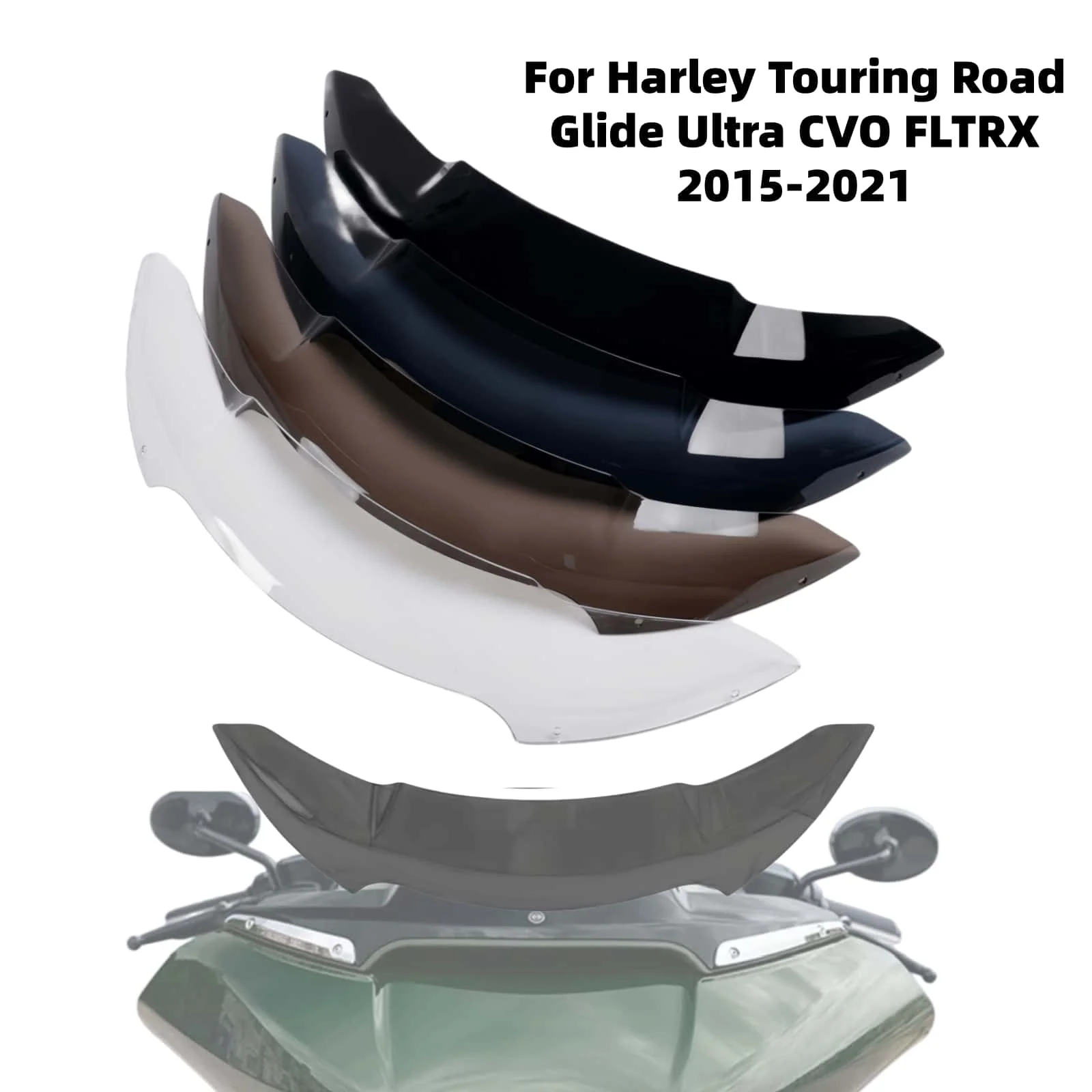 

For Harley Touring Road Glide Ultra CVO FLTRX 2015-2020 4" Motorcycle Windshield Upper Fairing Windscreen Wind Deflector