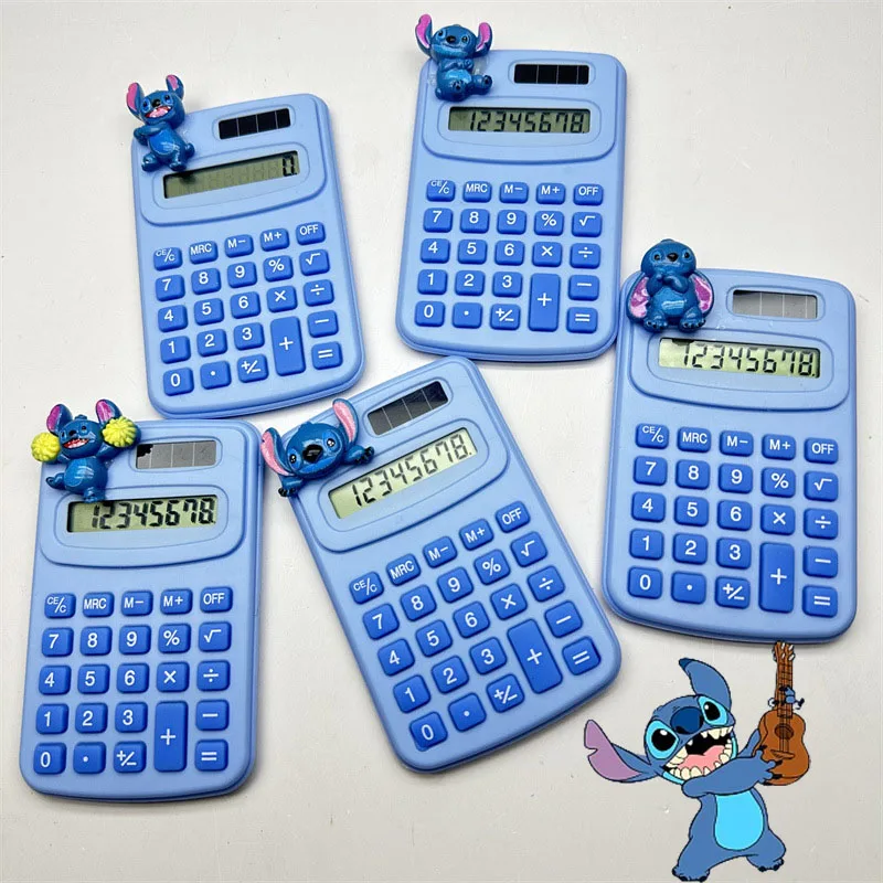 

Kawaii Stitch Battery Calculators 8-digit Calculating Machine Counter Children's Study Stationery Mini Silent Learning Supplies