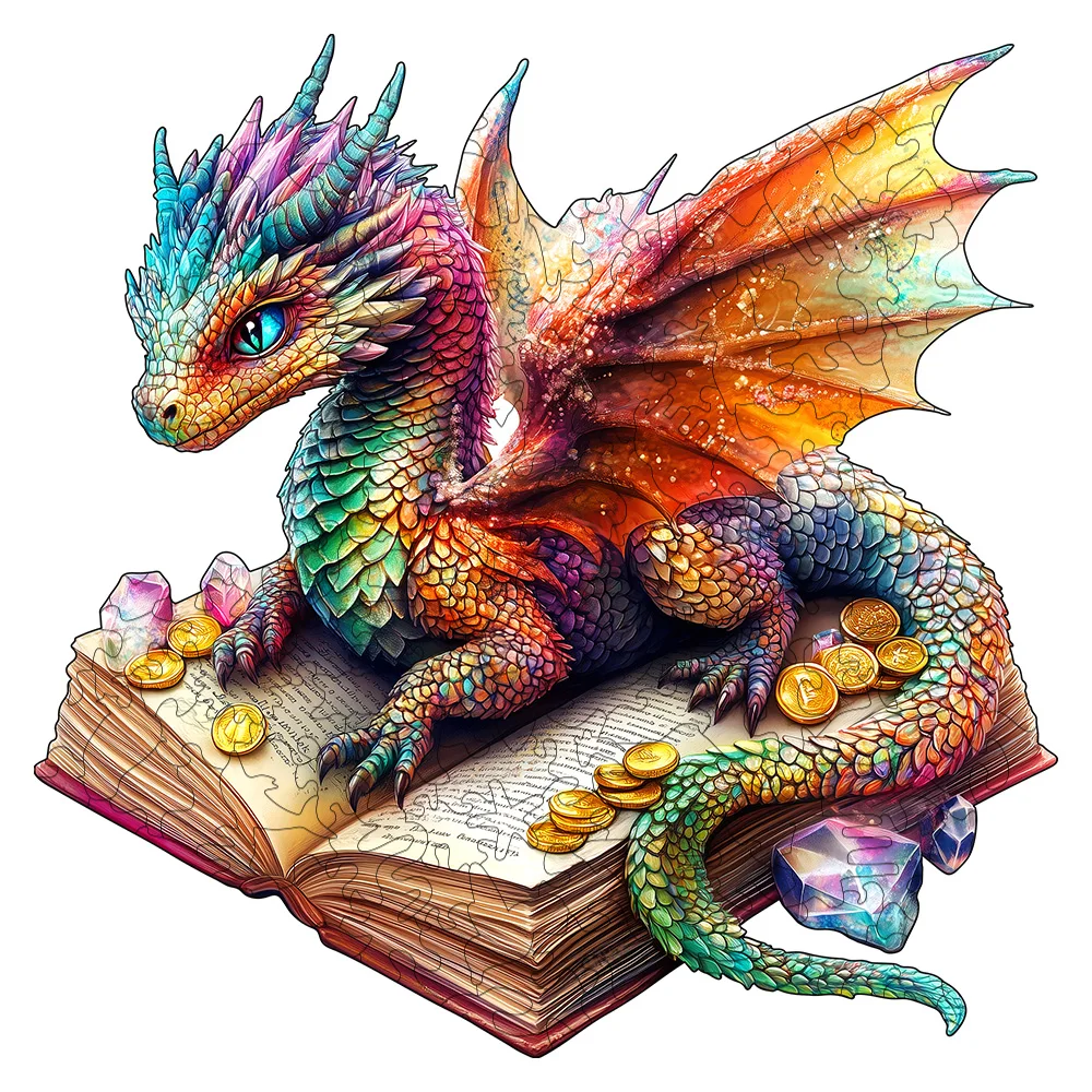 3D Dragon Wooden Puzzle - Brain Teaser with Irregular Animal Shapes, Stress Relief Adult Puzzle Game, Unique Birthday/Valentine'