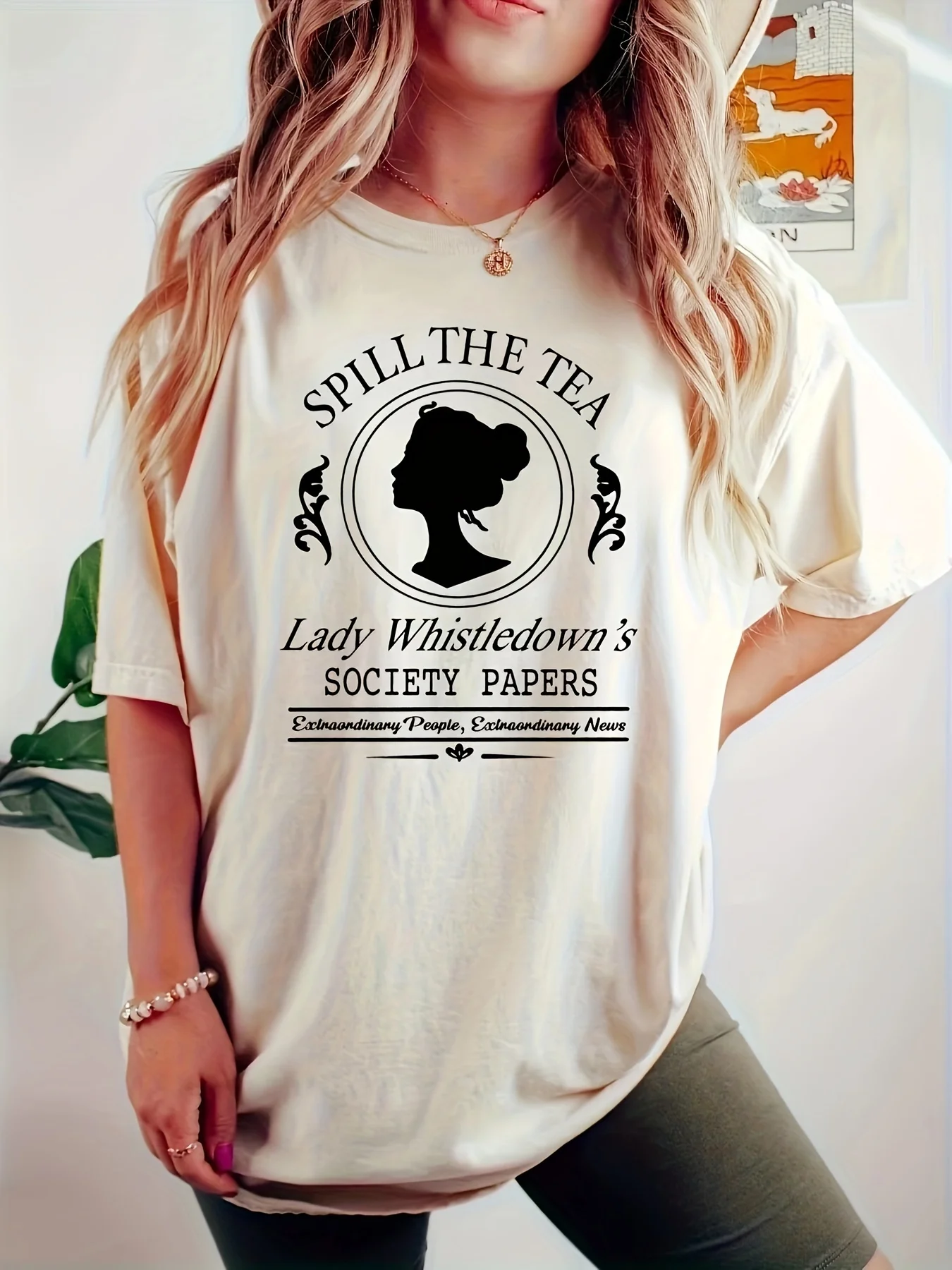 Camiseta de algodón Vintage de otoño y verano con estampado de figuras, camiseta con cuello redondo, pantalón corto informal, camisetas gráficas de manga, camisetas para ropa de mujer