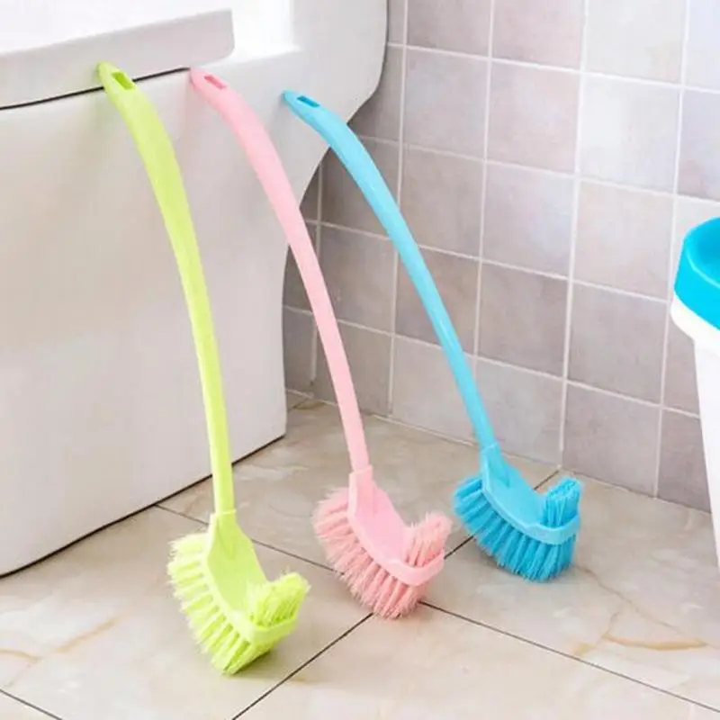 Curved Toilet Brush With Stiff Dense Bristles Nonslip Long Handle Perfect For Household Bathroom Deep Cleaning