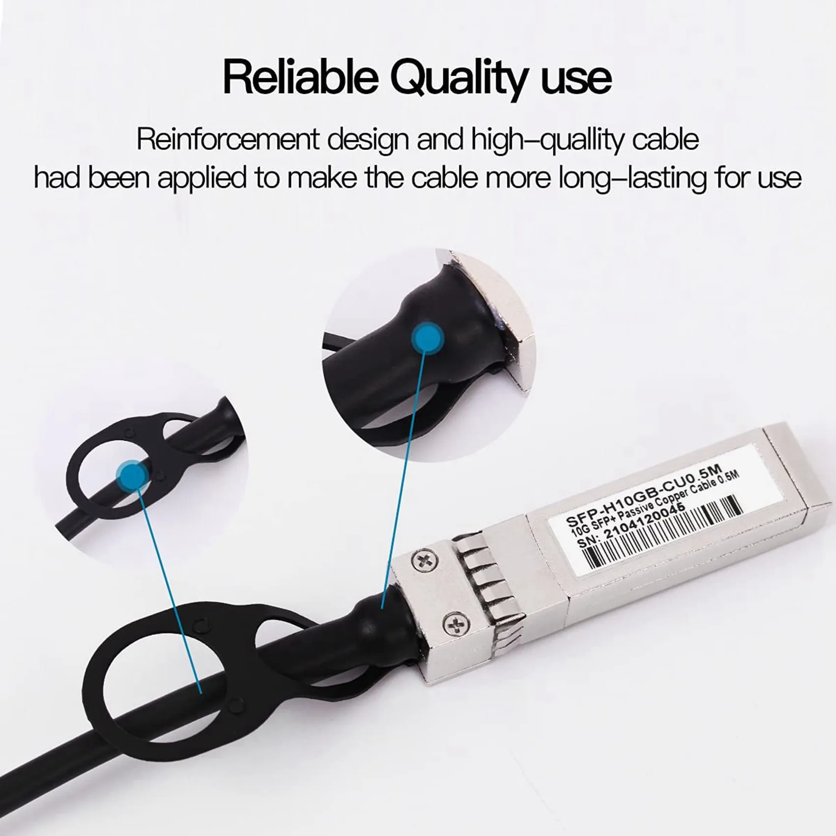 AB46-4X 10G SFP+ Twinax Cable, Direct Attach Copper(DAC) 10GBASE SFP Passive Cable For SFP-H10GB-CU1M,Ubiquiti,D-Link(0.5M)