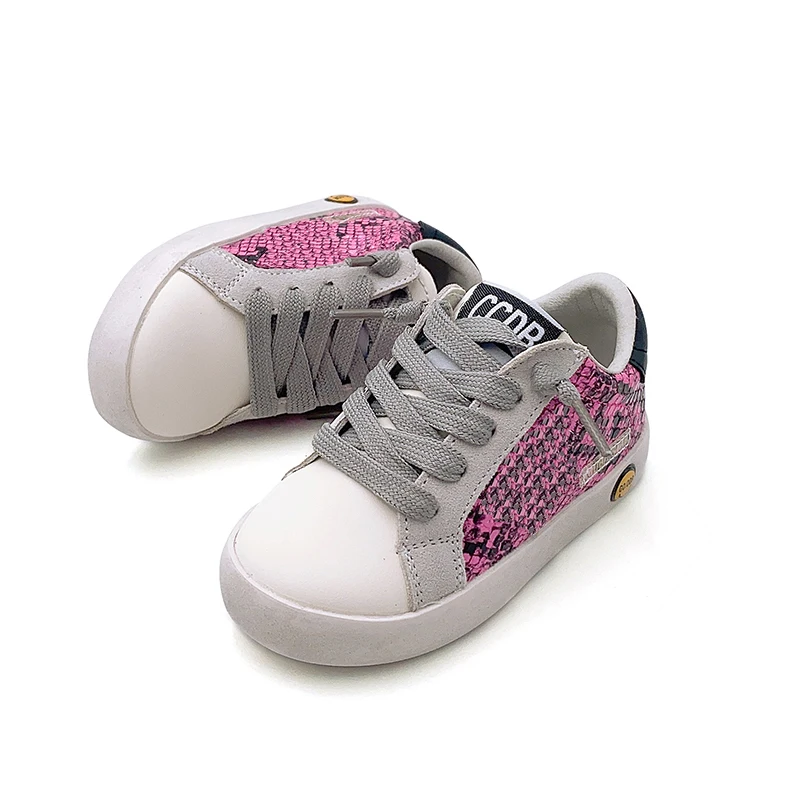 Scarpe da scuola firmate 2024 Fashion Brand Casual Snake Skin Star Shoes per neonate autunno e inverno Big Kids Sneakers