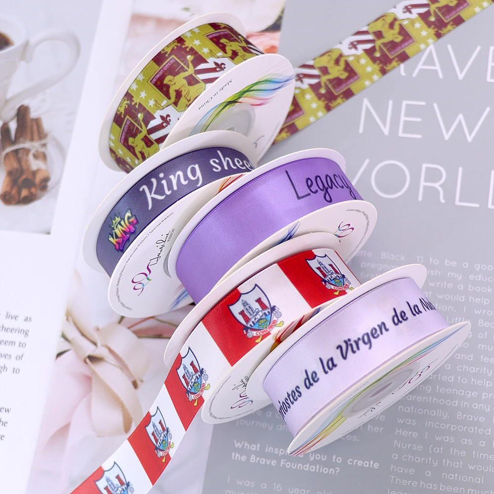 

Colourful Cartoon Printed Satin Tapes, Custom Ribbon, 50 Yards/Lot, Gift Packaging DIY Handmade Tape Wedding Supplies Decoration