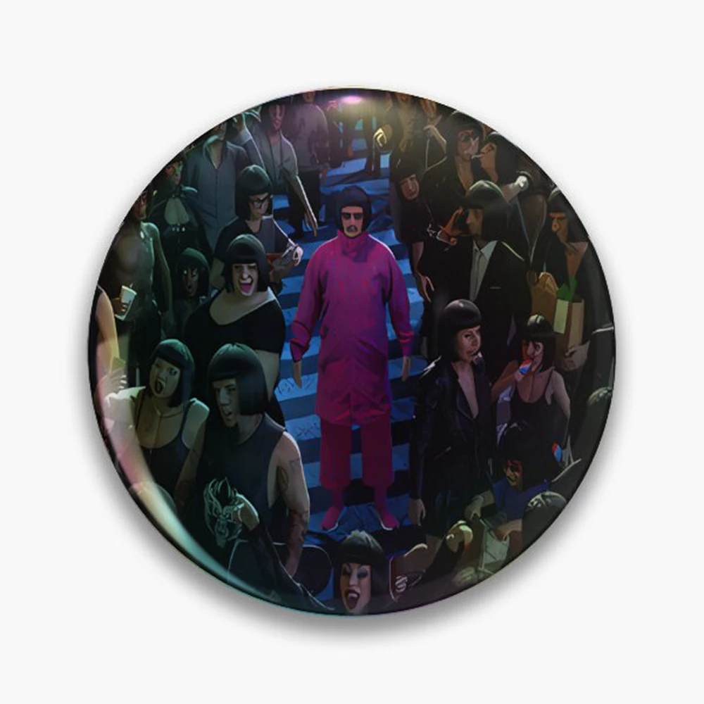 Oliver Tree Pin Holographic Star Heart Pin Brooches Laminated Button Fashion Accessory