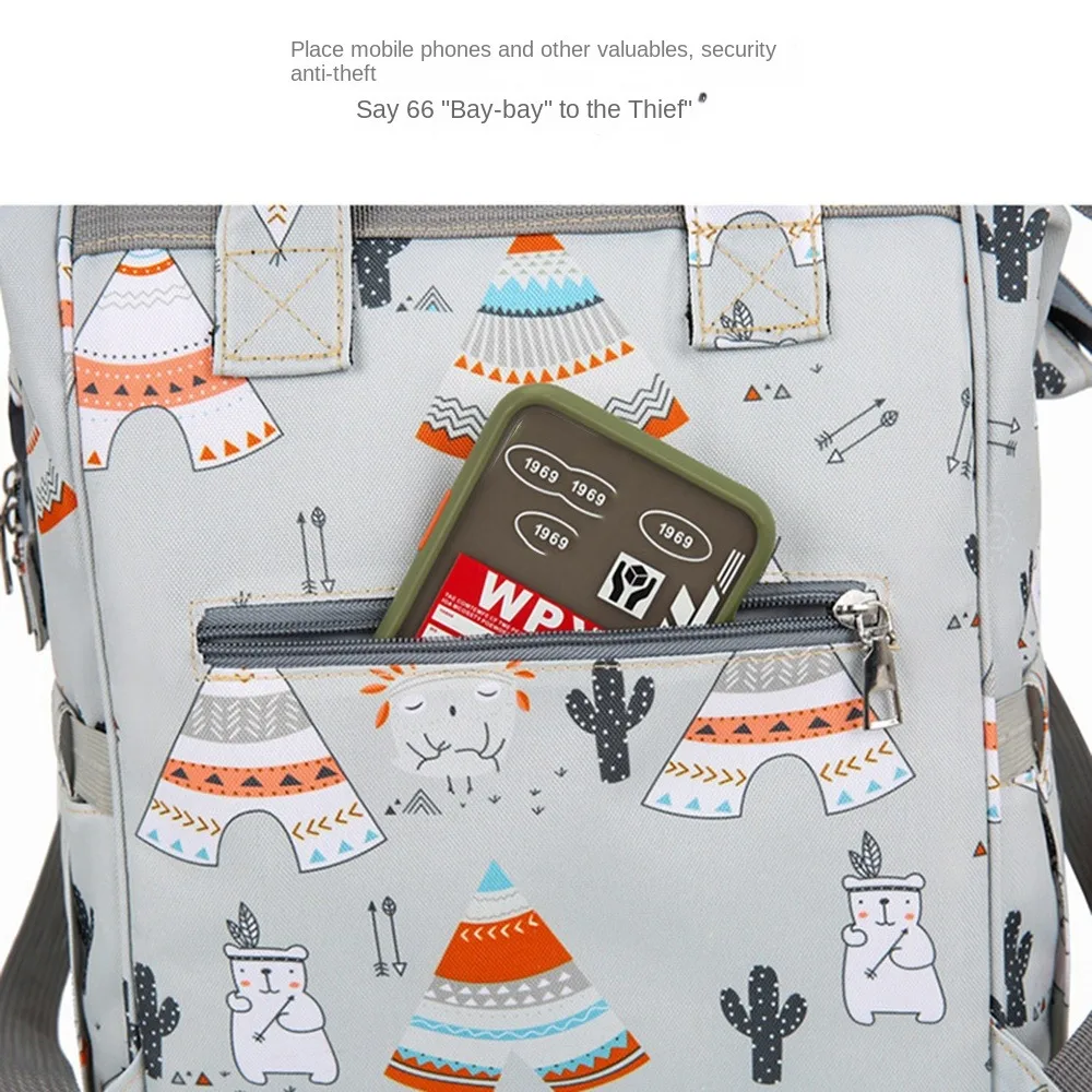 

Multifunctional Mommy Backpack Large Capacity Durable Material Travel Backpack Wear-resistant Anti Splash Water Baby Diaper Bag