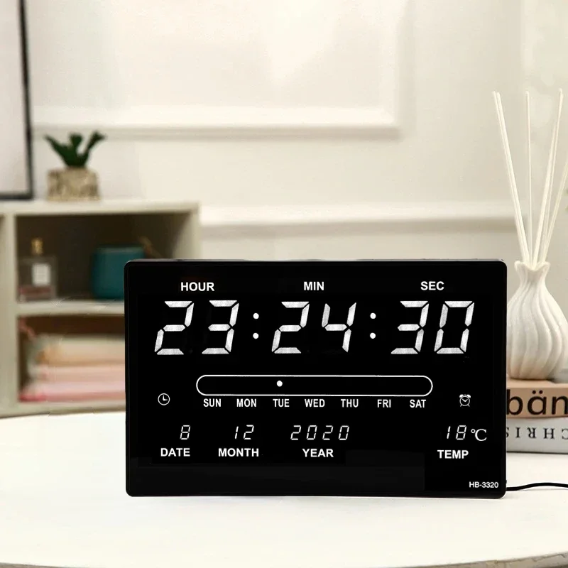 Larger LCD Screen Wall Clock Digital Perpetual Calendar Multi-use Calendars Camera Clock